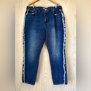 Good American Good Boy Side Frayed Straight Leg Jeans Size 16